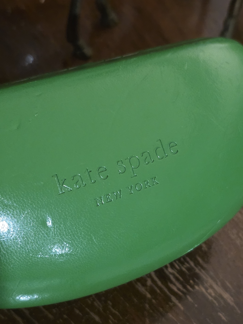 Large Kate Spade Green Sunglass Case With Black Eyes On Inside